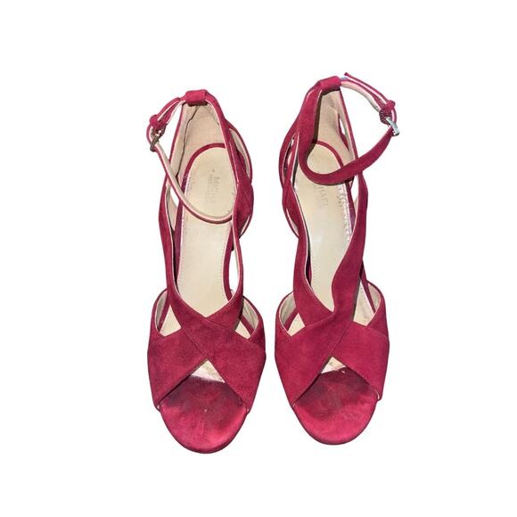 Michael Michael Kors Suede Leather Red Heels Size 8 Date night Party Glam - Picture 1 of 8